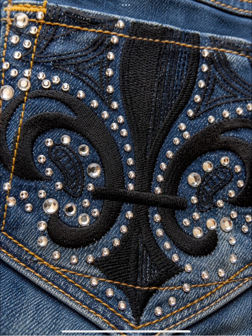 Y2K McBling Capri Jeans Studded Leather Pocket House of Deréon 14W - Picture 9 of 13